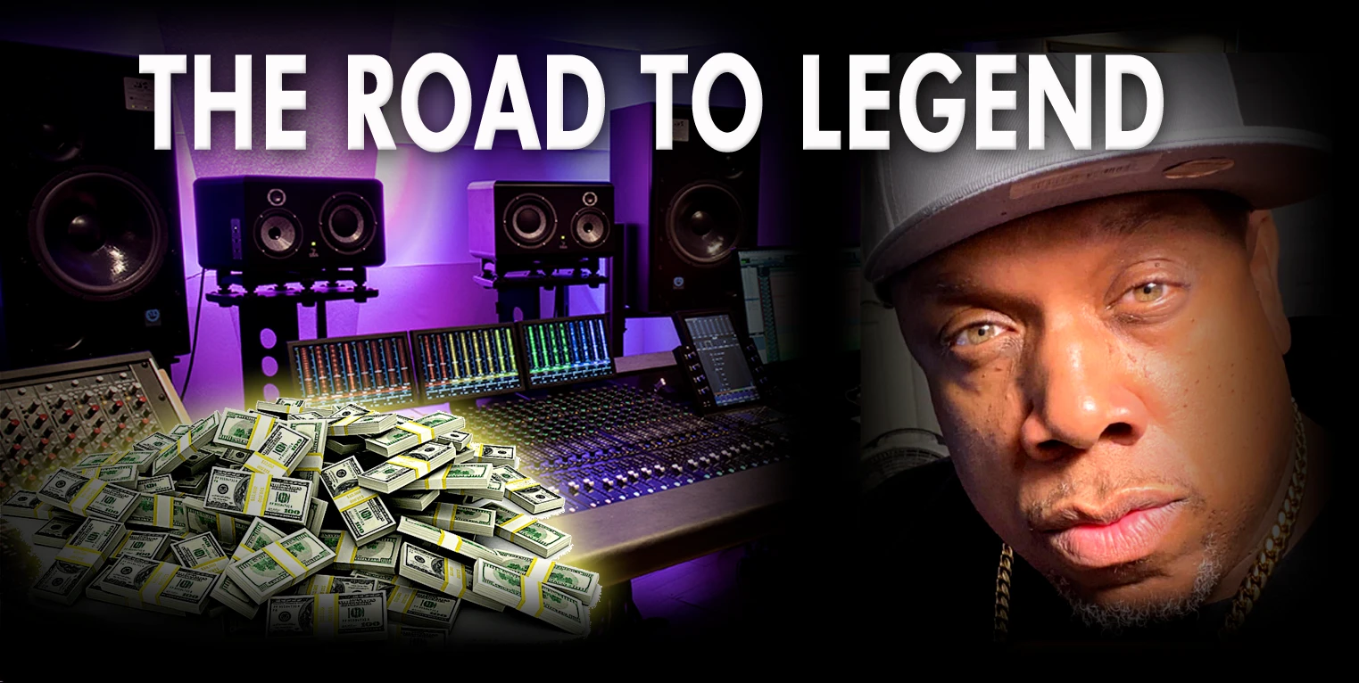 The Road to Legend: stacks of cash in a studio beside Grammy producer Rockwilder, the Commissioner